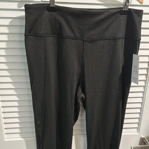 NWT Vital Life Activewear Full Length Black Pant with Silver Glitters.